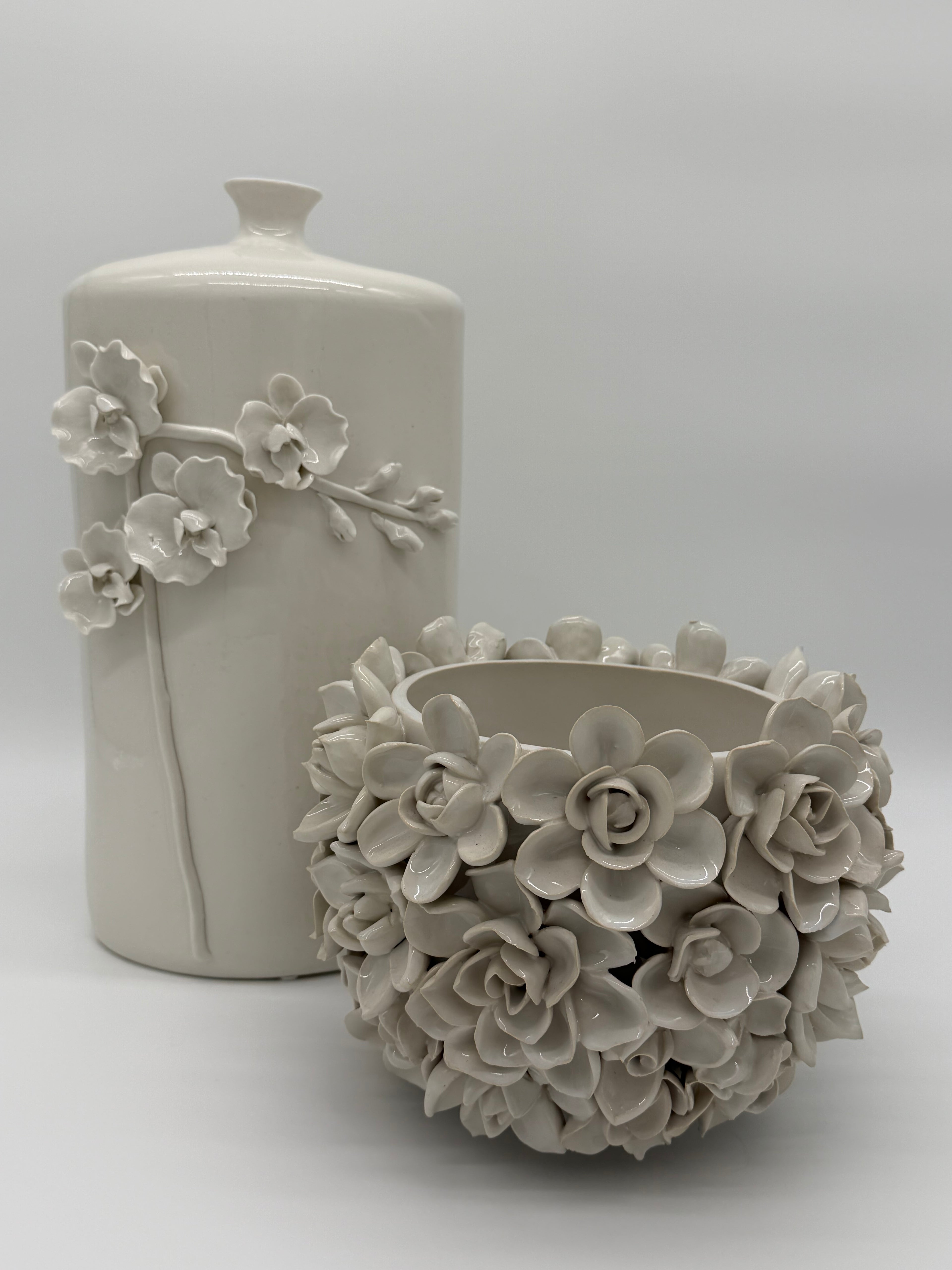 Floral Relief Porcelain Vase